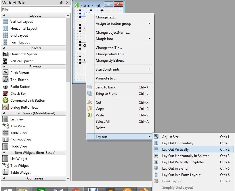 Qt Designer Layout Vertically 