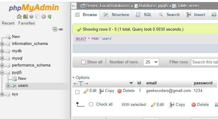  Inserting Data to Mysql Database in PyQt5