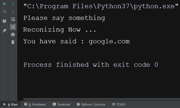 Python Speech Recognition Opening Website 