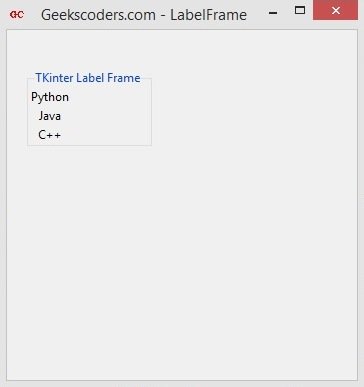 How to Create LabelFrame in TKinter