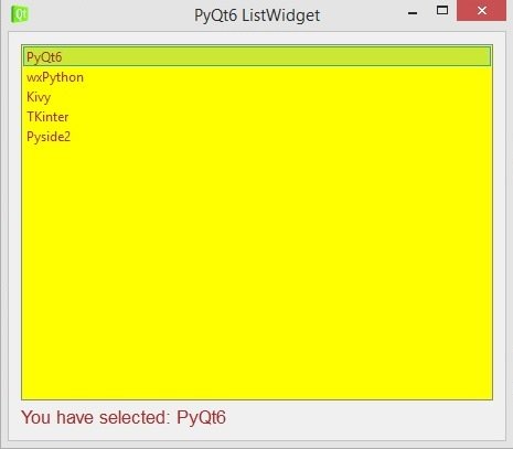 PyQt6 Creating QListWidget