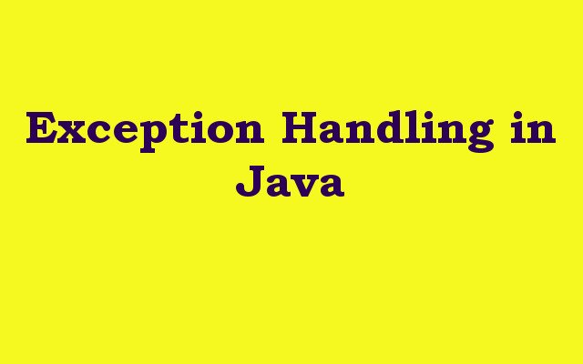 Exception Handling in Java