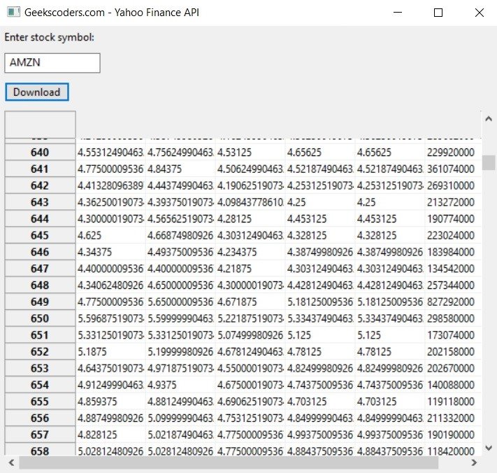 How to Integrate Yahoo Finance API with wxPython