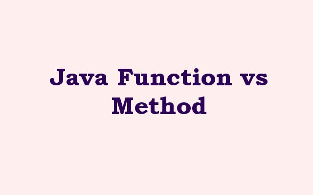 Java Function vs Method