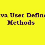 Java User Defined Methods