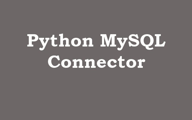 Python MySQL Connector